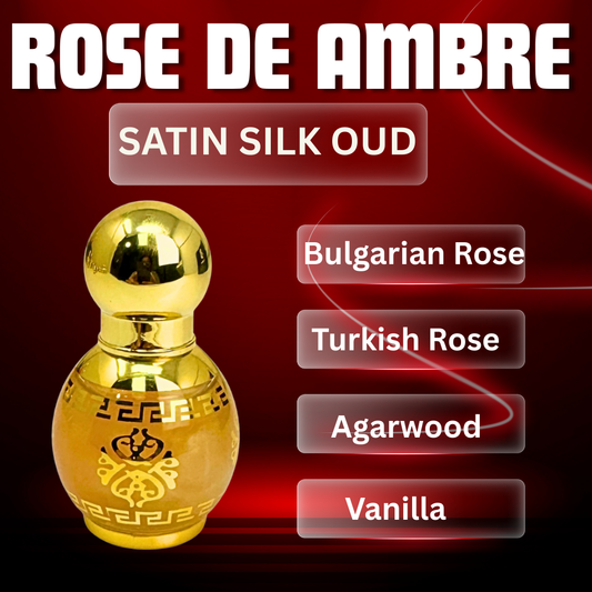 Rose De Ambre (10 ML)Long Lasting Unisex 100% Pure Perfume Oil. Notes: Rose (Bulgarian and Turkish), oud (Agarwood), vanilla, and violet. (Copy)