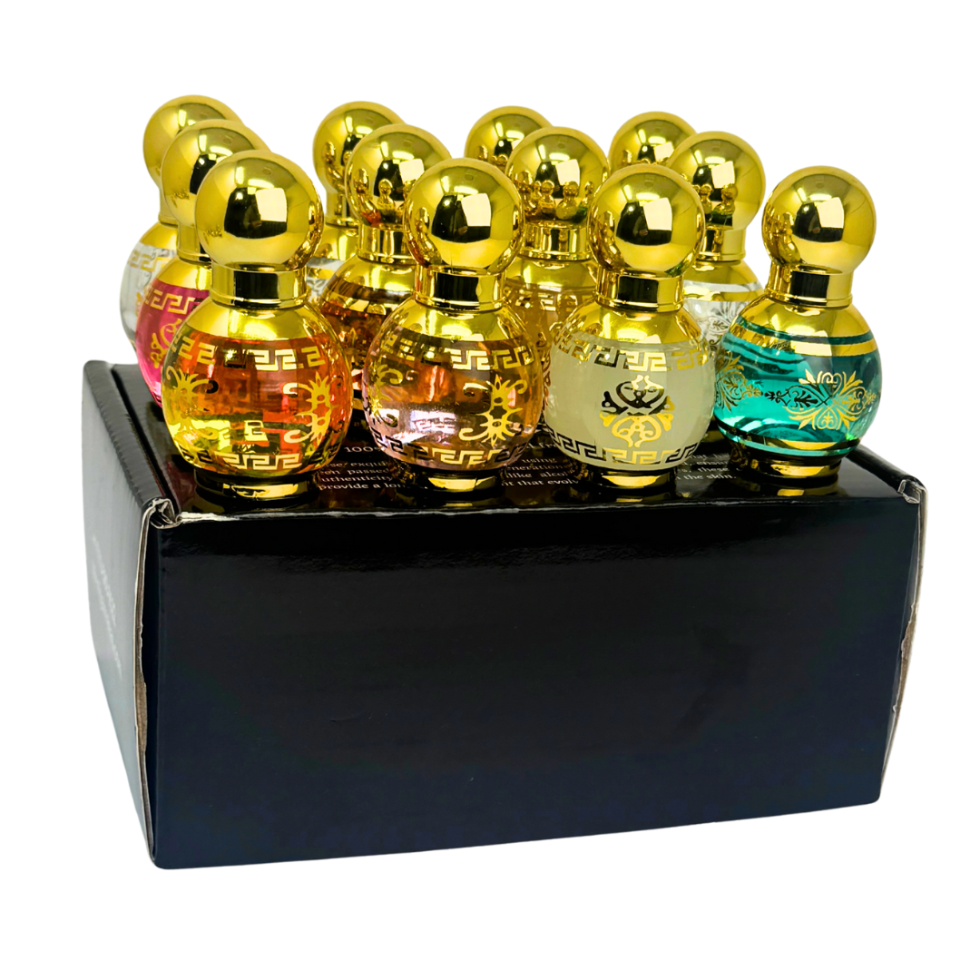 Golden Sand – Wholesale Pack - (10ML x 12 units) Roll-On Perfume Oil Unisex| AL Mahas Perfumes | Sweet & Fruity Oriental Fragrance with Tangerine, Peach, Vanilla, Musk & Amber | Alcohol-Free